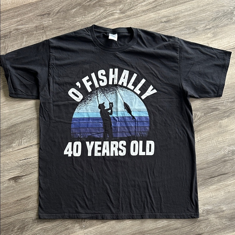 Black Fishing Themed 40 Year Old T-Shirt